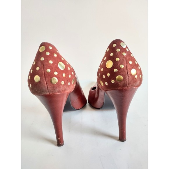 Steve Madden High Heel Shoes 4" Leather Brown Studs Tifani Size 9 Pointy Toe Vtg - Picture 5 of 10